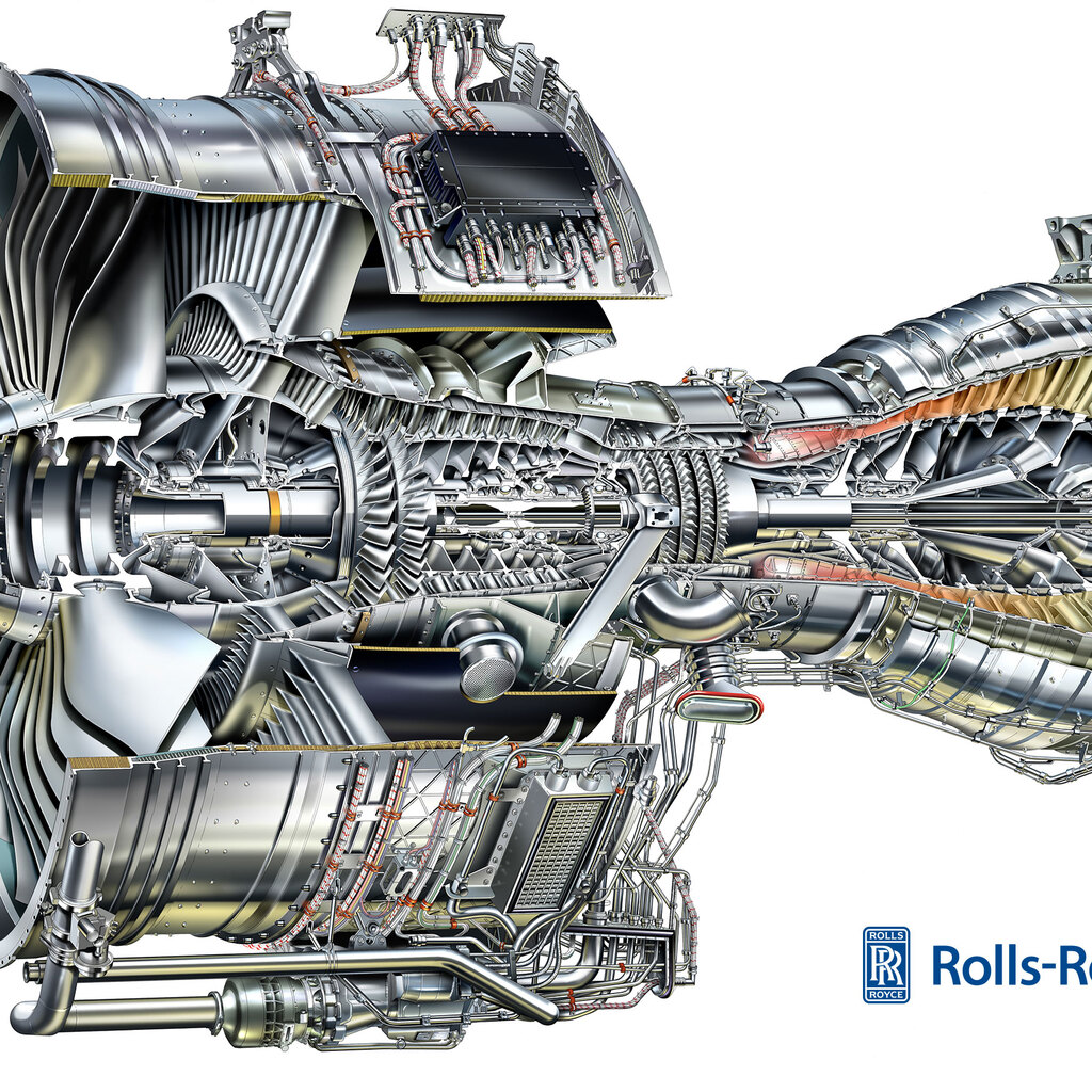 Cut-away illustration of Rolls-Royce Trent 900 engine